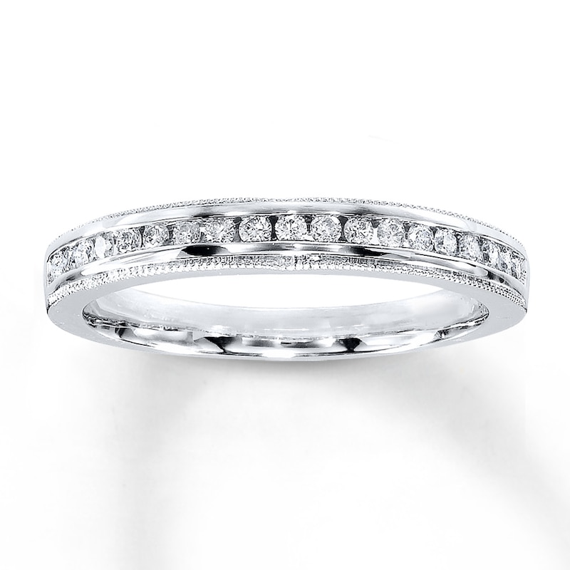 Main Image 1 of Previously Owned Diamond Wedding Ring 1/5 ct tw Round-cut 14K White Gold Size 9.75