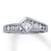 Thumbnail Image 1 of Previously Owned Engagement Ring 1 ct tw Princess & Round-cut Diamonds 14K White Gold - Size 3.75