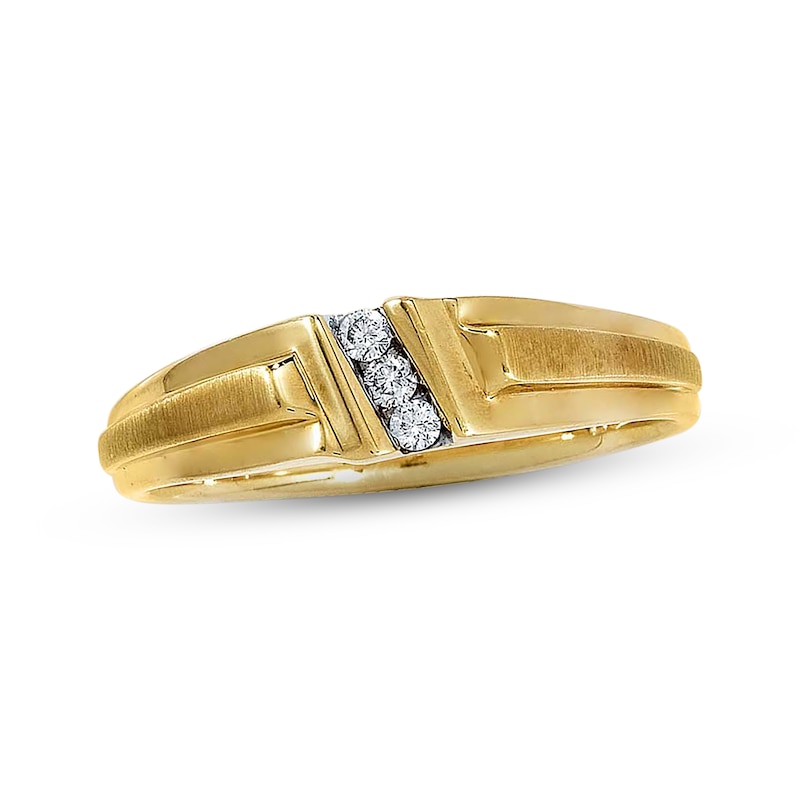 Main Image 1 of Previously Owned Men's Diamond Wedding Band 1/10 ct tw Round-cut 10K Yellow Gold - Size 16.5