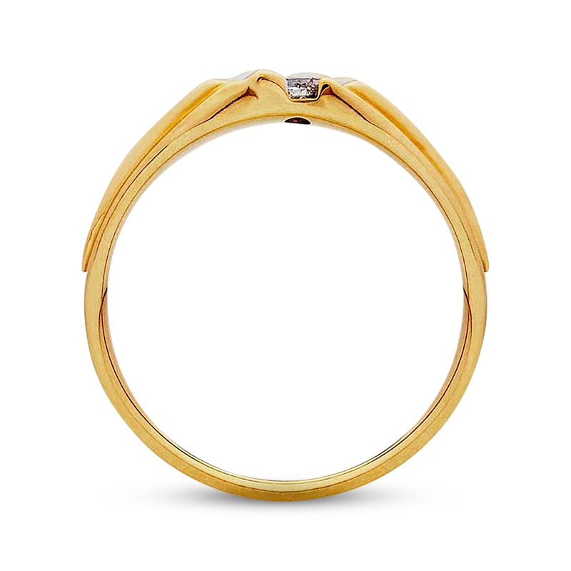 Main Image 2 of Previously Owned Men's Diamond Wedding Band 1/10 ct tw Round-cut 10K Yellow Gold - Size 16.5