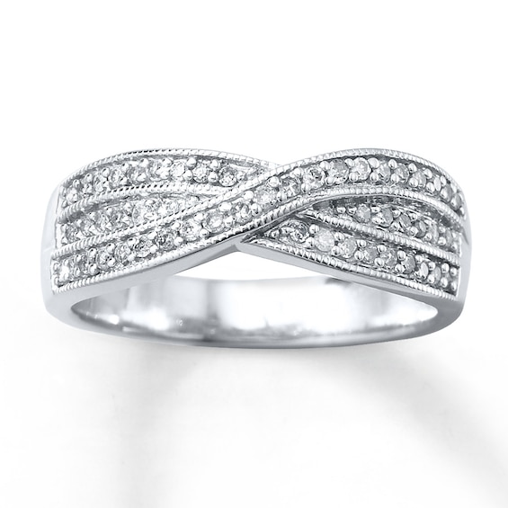 Previously Owned Diamond Fashion Ring 1/4 ct tw Round-cut Sterling Silver Size 10.25