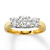 Previously Owned Three-Stone Diamond Engagement Ring 1-1/2 ct tw Round-cut 14K Yellow Gold/Platinum