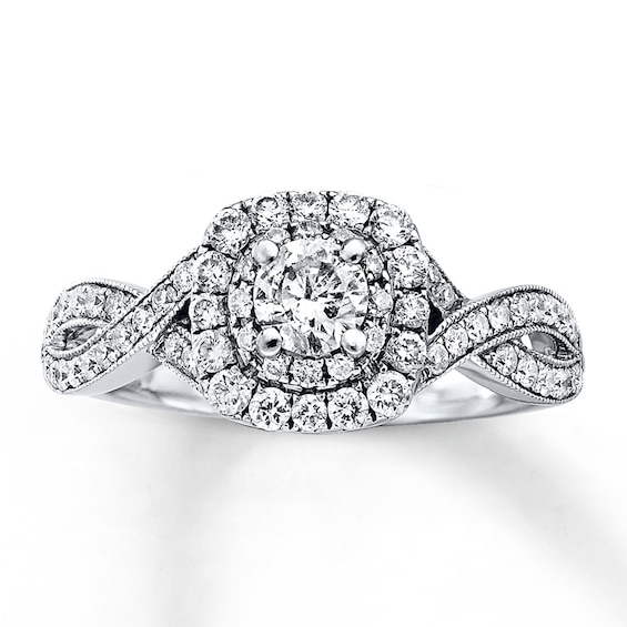 Previously Owned Neil Lane Diamond Engagement Ring 7/8 ct tw Round-cut 14K White Gold Size 3.75