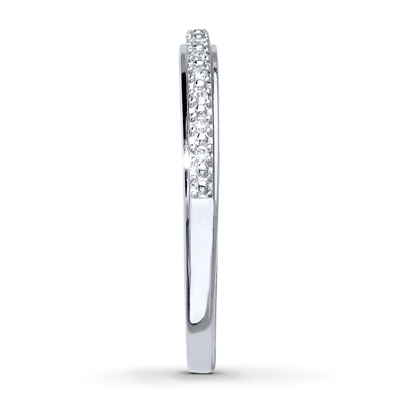 Main Image 3 of Previously Owned Diamond Wedding Band 1/20 ct tw Round-cut 10K White Gold - Size 8.5
