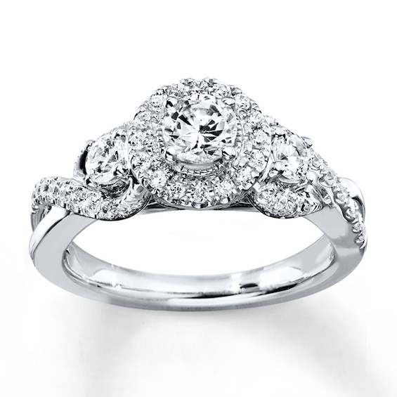 Previously Owned Diamond Engagement Ring 7/8 ct tw Round-cut 14K White Gold Size