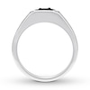 Thumbnail Image 2 of Previously Owned Men's Black & White Diamond Wedding Band 3/4 ct tw Round-cut 10K White Gold - Size 14.25