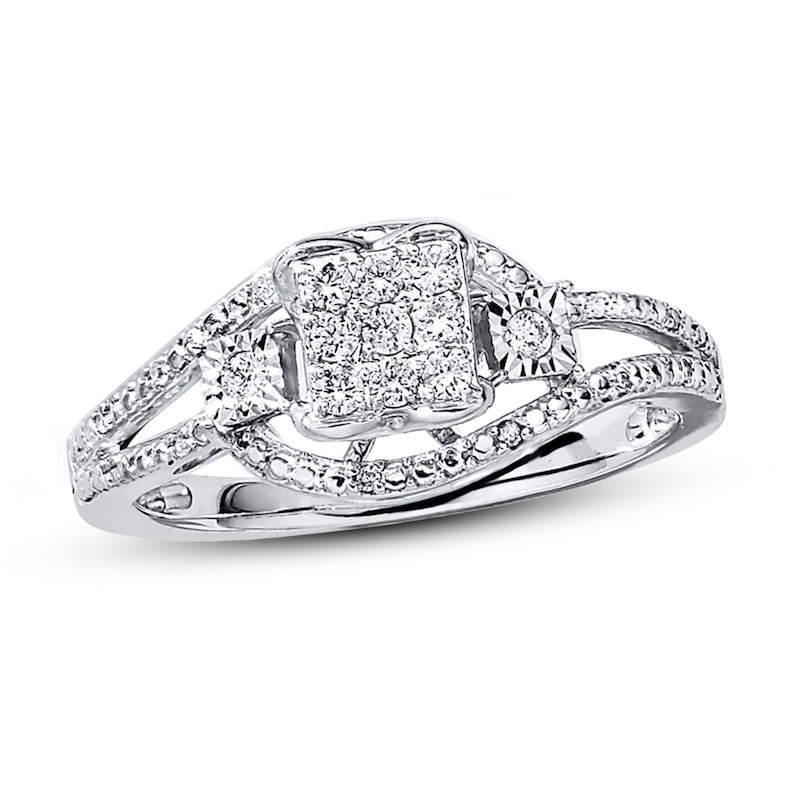 Main Image 1 of Previously Owned Ring 1/5 ct tw Round-cut Diamonds 10K White Gold - Size 3.5
