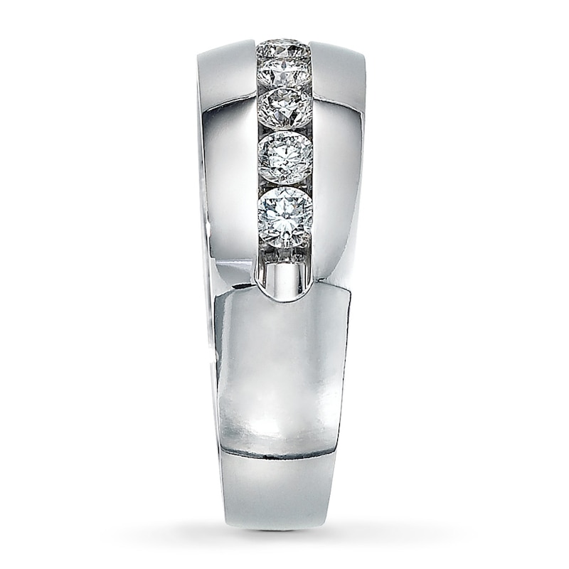Main Image 3 of Previously Owned Men's Wedding Band 1 ct tw Round-cut Diamonds 14K White Gold - Size 7.75