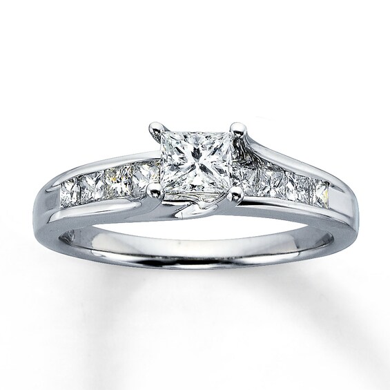 Previously Owned Diamond Engagement Ring 1 ct tw Princess-cut 14K White Gold Size 4.25