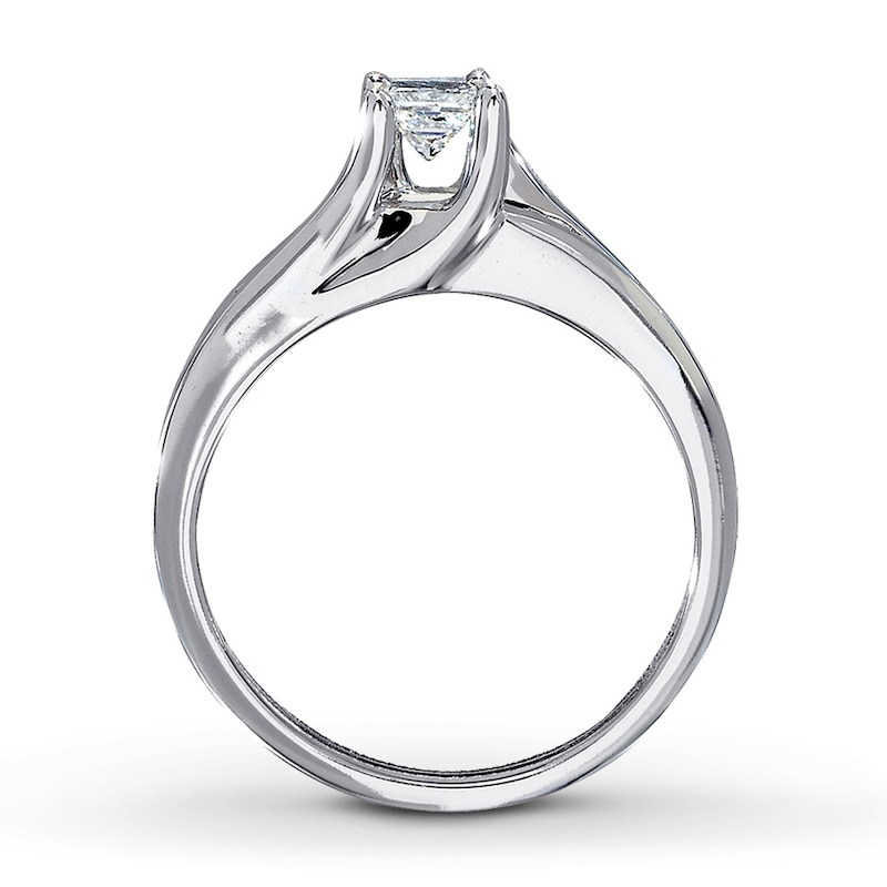 Main Image 2 of Previously Owned Diamond Engagement Ring 1/2 ct tw Princess-cut 14K White Gold Size 3.75