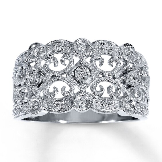 Previously Owned Diamond Ring 1/8 ct tw Round-cut Sterling Silver Size