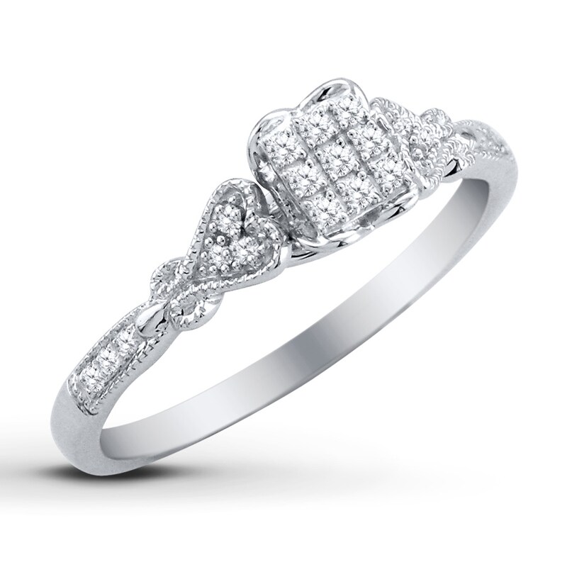 Main Image 2 of Previously Owned Diamond Ring 1/8 ct tw Princess & Round-cut Sterling Silver - Size 2.5