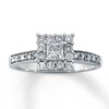 Thumbnail Image 1 of Previously Owned Diamond Engagement Ring 5/8 ct tw Princess & Round-cut 14K White Gold - Size 4.25