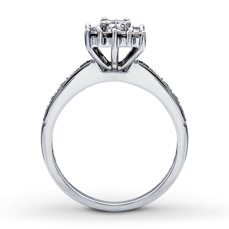 Main Image 2 of Previously Owned Diamond Engagement Ring 5/8 ct tw Princess & Round-cut 14K White Gold - Size 4.25