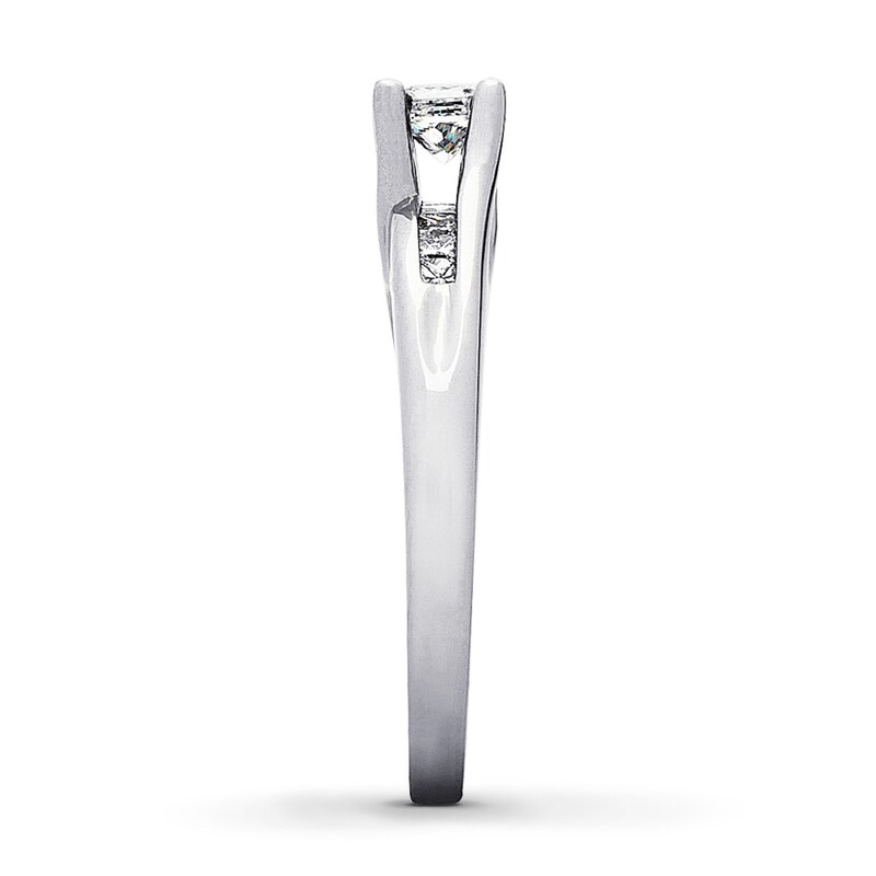 Main Image 3 of Previously Owned Diamond Engagement Ring 1/2 ct tw Princess-cut 14K White Gold - Size 4