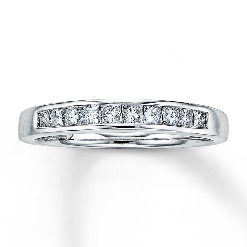 Main Image 1 of Previously Owned Diamond Wedding Band 3/8 ct tw Princess-cut 14K White Gold - Size 10.5
