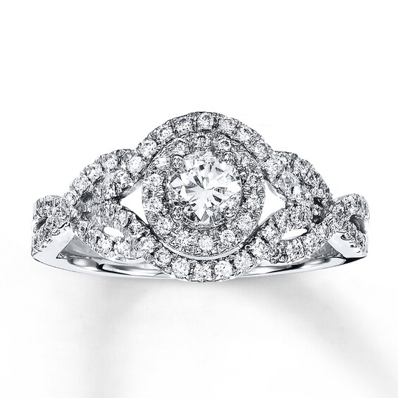 Previously Owned Diamond Engagement Ring 3/4 ct tw Round-cut 14K White Gold Size 9.5