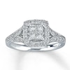 Previously Owned Diamond Engagement Ring 1/2 ct tw Princess & Round-cut Diamonds 14K White Gold
