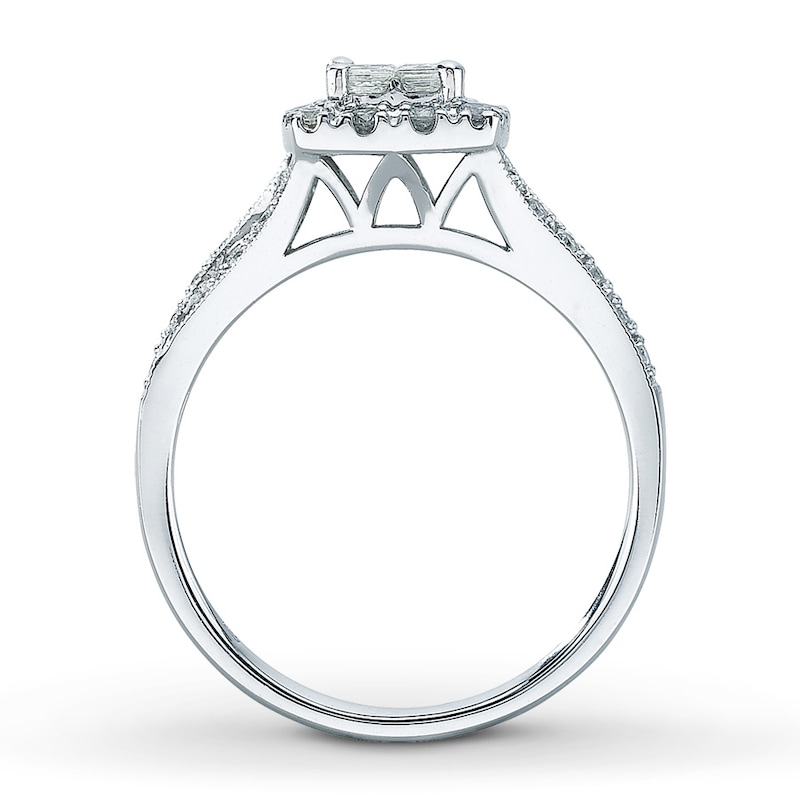Main Image 2 of Previously Owned Diamond Engagement Ring 1/2 ct tw Princess & Round-cut Diamonds 14K White Gold - Size 9.5