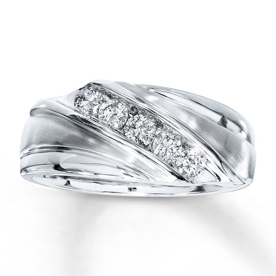 Previously Owned Men's Diamond Ring 1/2 ct tw Round-cut 10K White Gold Size 14