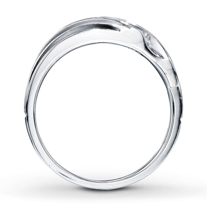 Main Image 2 of Previously Owned Men's Diamond Ring 1/2 ct tw Round-cut 10K White Gold - Size 14