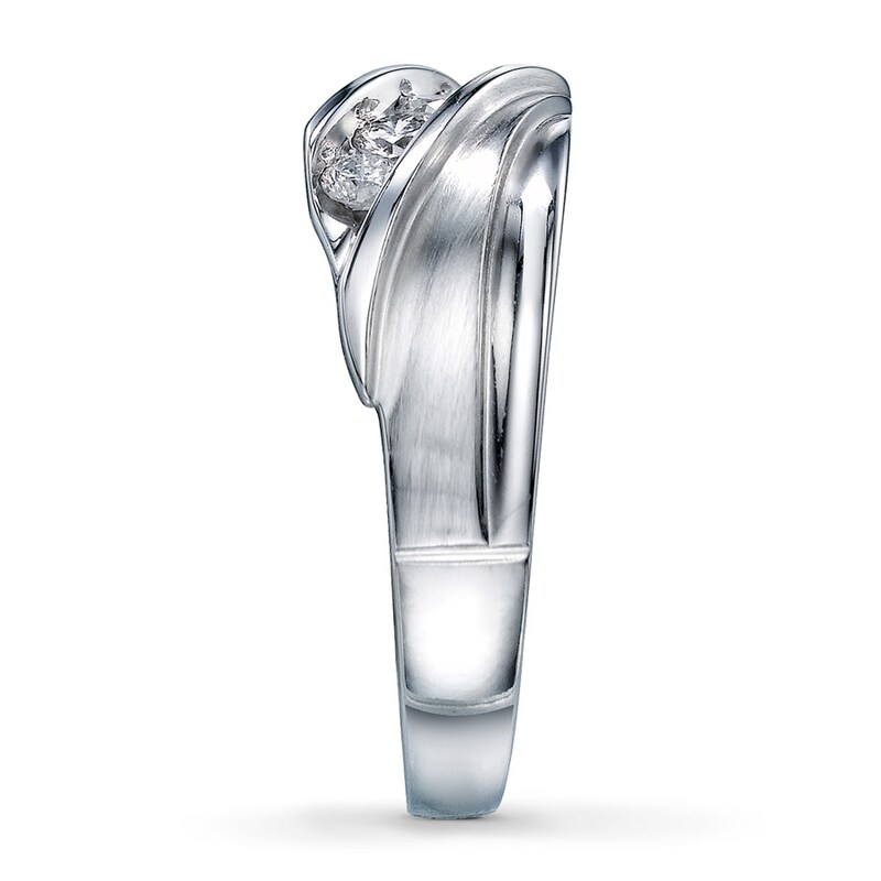 Main Image 3 of Previously Owned Men's Diamond Ring 1/2 ct tw Round-cut 10K White Gold - Size 14