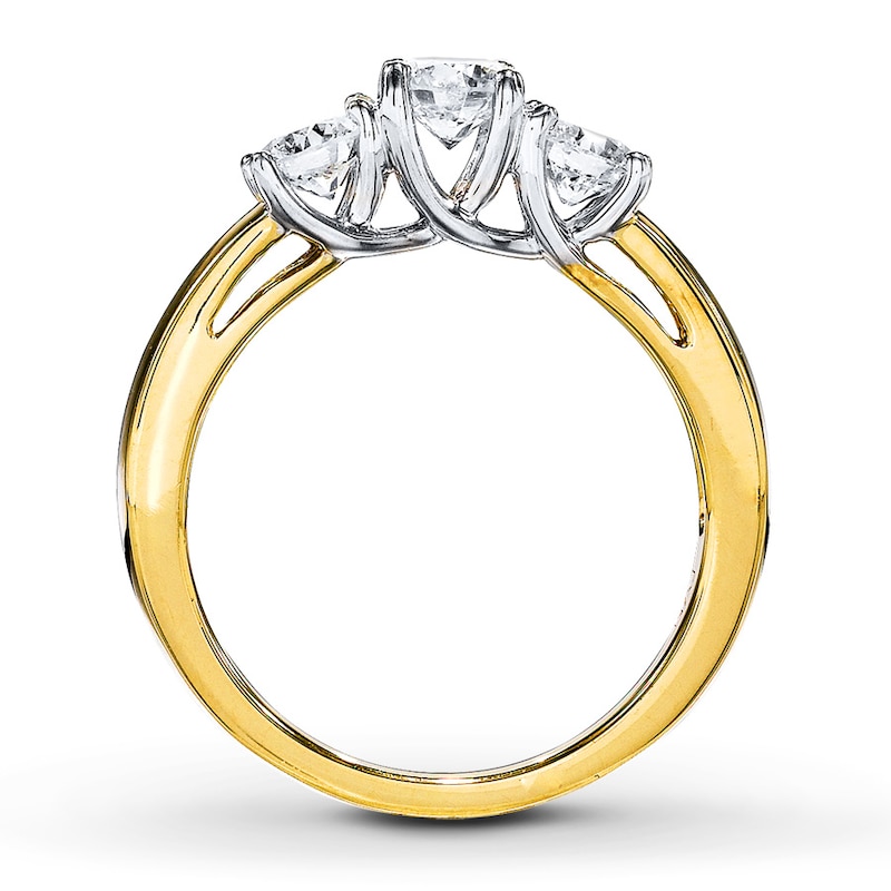 Main Image 2 of Previously Owned 3-Stone Diamond Ring 1 ct tw Round-cut 14K Yellow Gold - Size 3.5