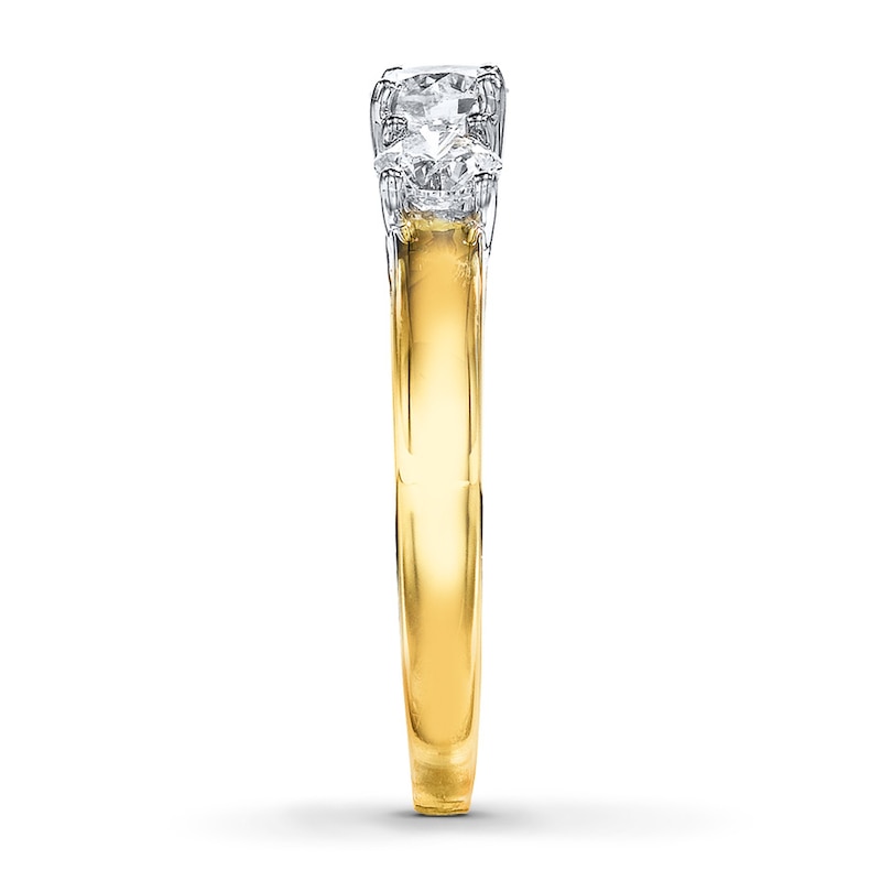 Main Image 3 of Previously Owned 3-Stone Diamond Ring 1 ct tw Round-cut 14K Yellow Gold - Size 3.5