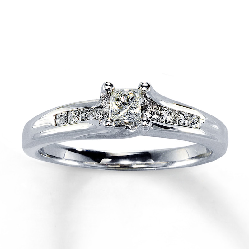 Previously Owned Diamond Engagement Ring 1/2 ct tw Princess-cut 14K White Gold - Size 3.5