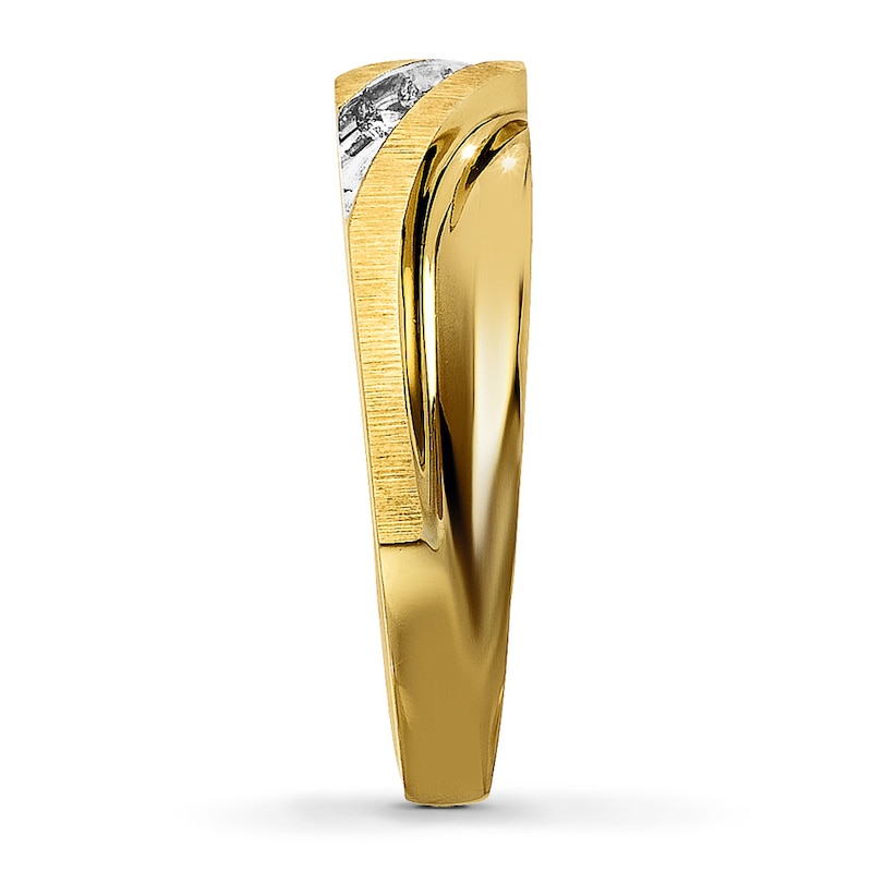 Main Image 3 of Previously Owned Men's Wedding Band 1/10 ct tw Diamonds Round-cut 10K Yellow Gold - Size 14.5