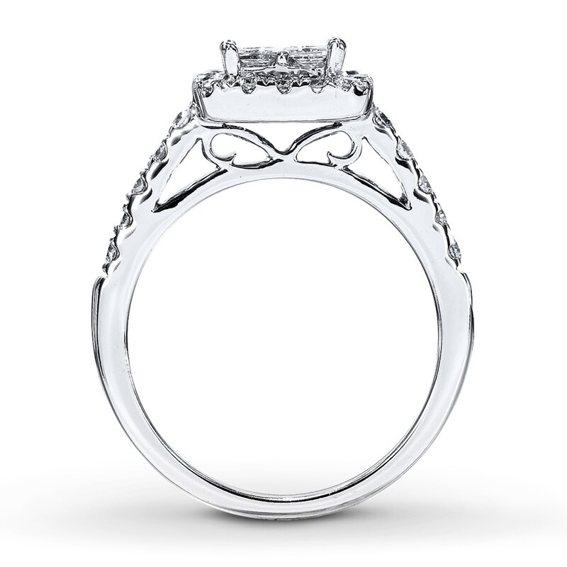 Main Image 2 of Previously Owned Diamond Engagement Ring 7/8 ct tw Princess & Round-cut 14K White Gold - Size 8.5