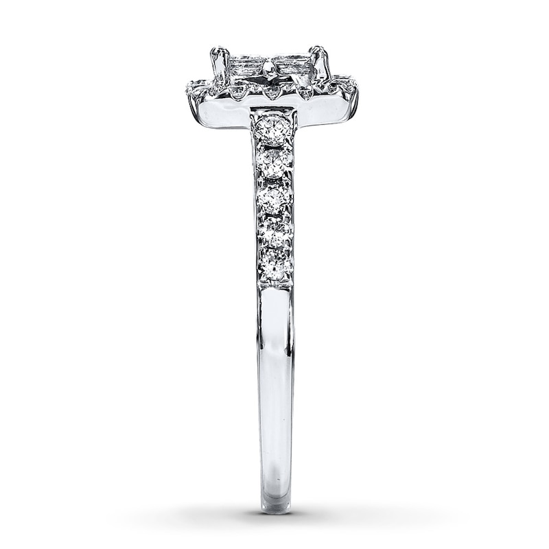 Main Image 3 of Previously Owned Diamond Engagement Ring 7/8 ct tw Princess & Round-cut 14K White Gold - Size 8.5