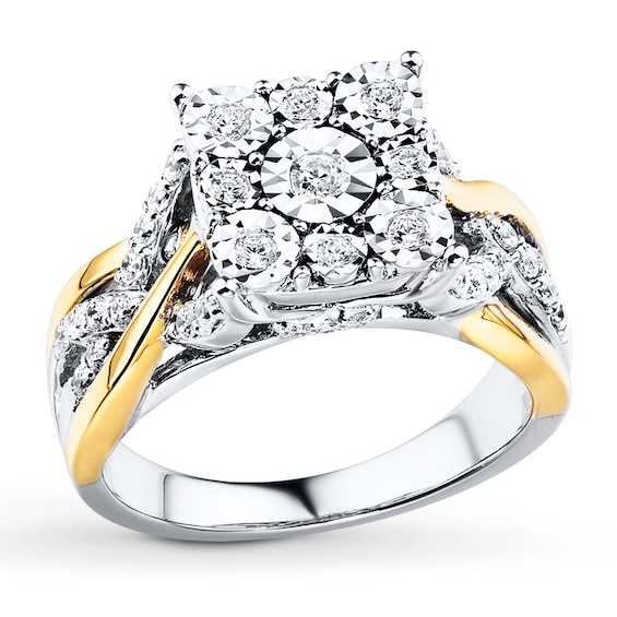 Previously Owned Diamond Engagement Ring 1/2 ct tw Round-cut 10K Two-Tone Gold Size 9.5