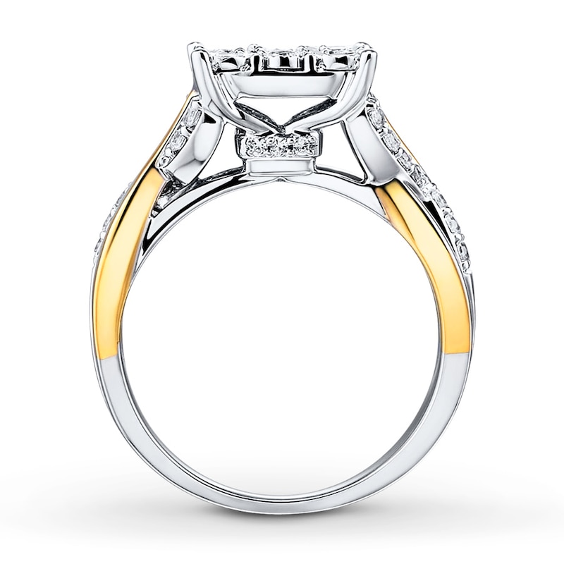 Main Image 2 of Previously Owned Diamond Engagement Ring 1/2 ct tw Round-cut 10K Two-Tone Gold - Size 9.5