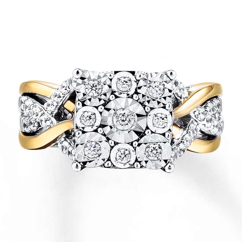 Main Image 4 of Previously Owned Diamond Engagement Ring 1/2 ct tw Round-cut 10K Two-Tone Gold - Size 9.5
