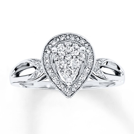 Previously Owned Diamond Ring 1/4 ct tw Round-cut Sterling Silver Size 9.75