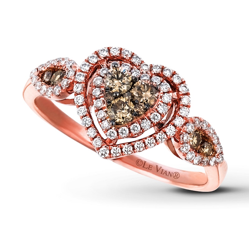 Main Image 1 of Previously Owned Le Vian Chocolate Diamonds 1/2 ct tw Round-cut Ring 14K Strawberry Gold - Size 9.75