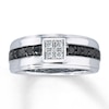 Thumbnail Image 1 of Previously Owned Men's Diamond Wedding Band 1/2 ct tw Round-cut 10K White Gold Size 14.5