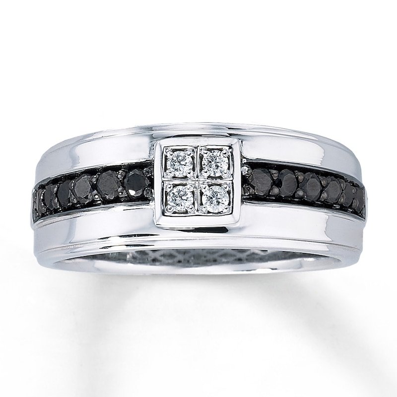 Main Image 1 of Previously Owned Men's Diamond Wedding Band 1/2 ct tw Round-cut 10K White Gold Size 14.5