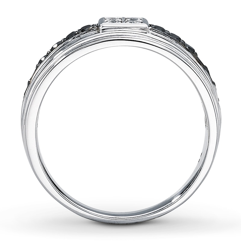 Main Image 2 of Previously Owned Men's Diamond Wedding Band 1/2 ct tw Round-cut 10K White Gold Size 14.5