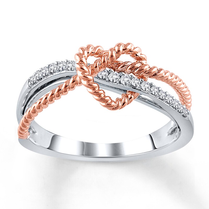 Main Image 1 of Previously Owned Diamond Ring 1/10 ct tw Round-cut Sterling Silver/10K Rose Gold - Size 9.75