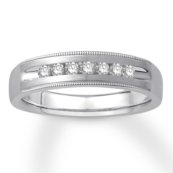 Previously Owned Men's Diamond Wedding Band 1/4 ct tw Round-cut 10K White Gold Size 13