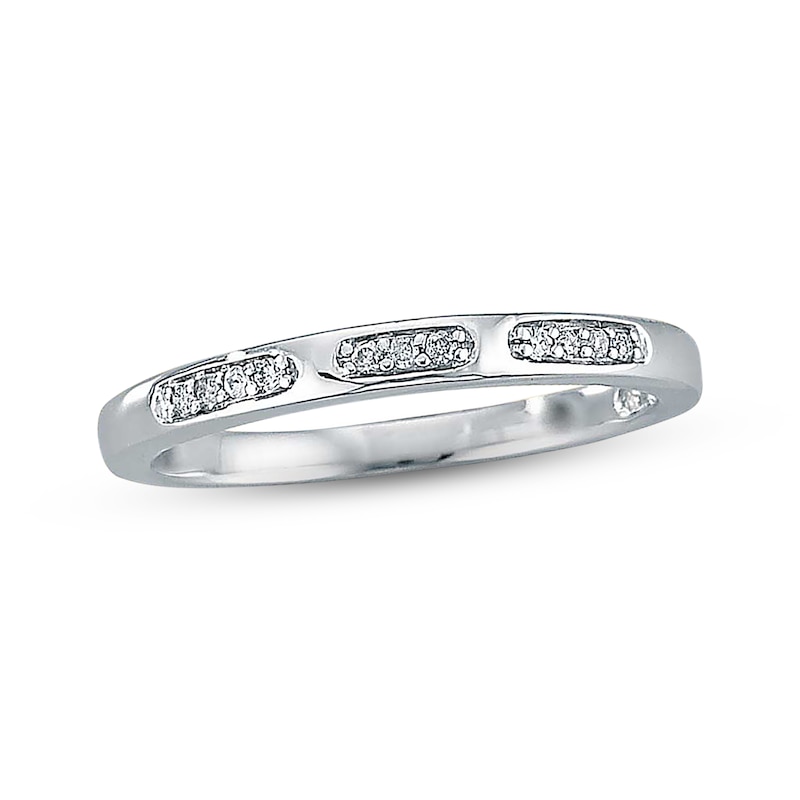 Main Image 1 of Previously Owned Diamond Wedding Band 1/20 ct tw Round-cut 10K White Gold - Size 9.25