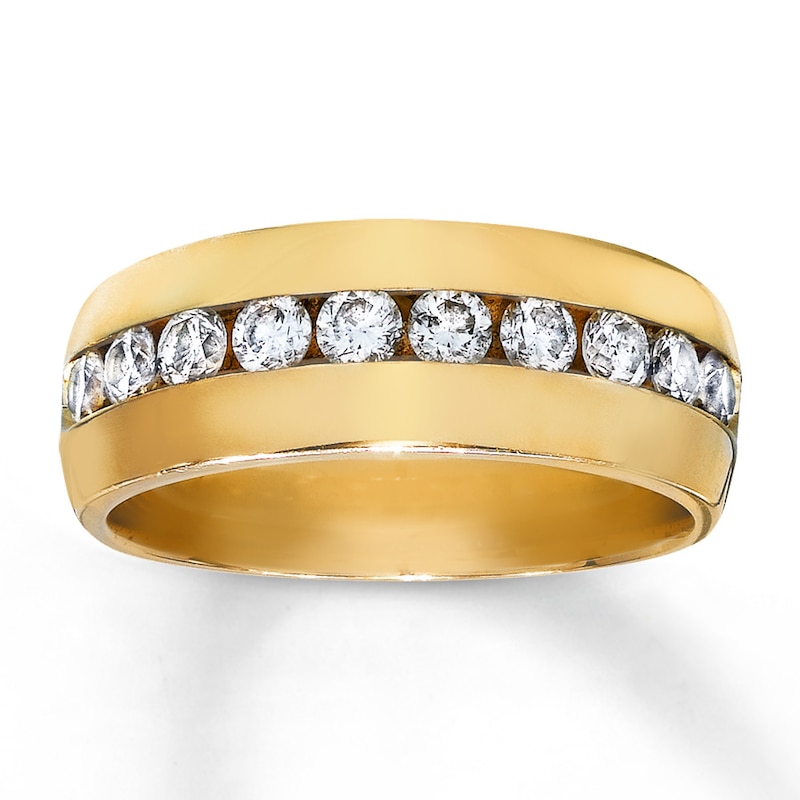 Previously Owned Men's Wedding Band 1 ct tw Round-cut Diamonds 14K Yellow Gold - Size 14.25