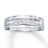 Thumbnail Image 1 of Previously Owned Men's Diamond Wedding Band 1/4 ct tw Round-cut 10K White Gold Size 15.25
