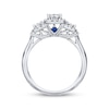 Thumbnail Image 2 of Previously Owned Diamond & Sapphire Engagement Ring 3/4 ct tw Princess & Round-cut 14K White Gold - Size 4