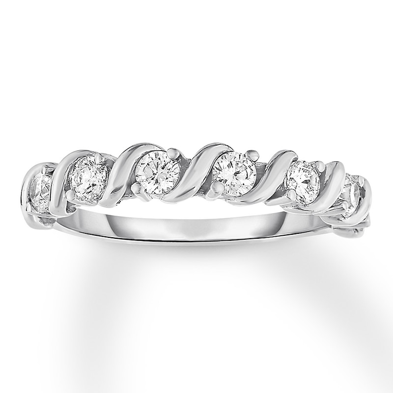 Main Image 1 of Previously Owned Diamond Anniversary Band 1/3 ct tw Round-cut 14K White Gold - Size 8.5