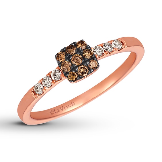 Previously Owned Le Vian Chocolate Diamond Ring 1/4 ct tw Round-cut 14K Strawberry Gold Size 10.25