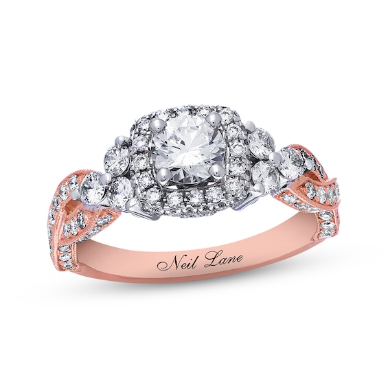 Previously Owned Neil Lane Diamond Engagement Ring 1-5/8 ct tw Round-cut 14K Two-Tone Gold Size 6.75