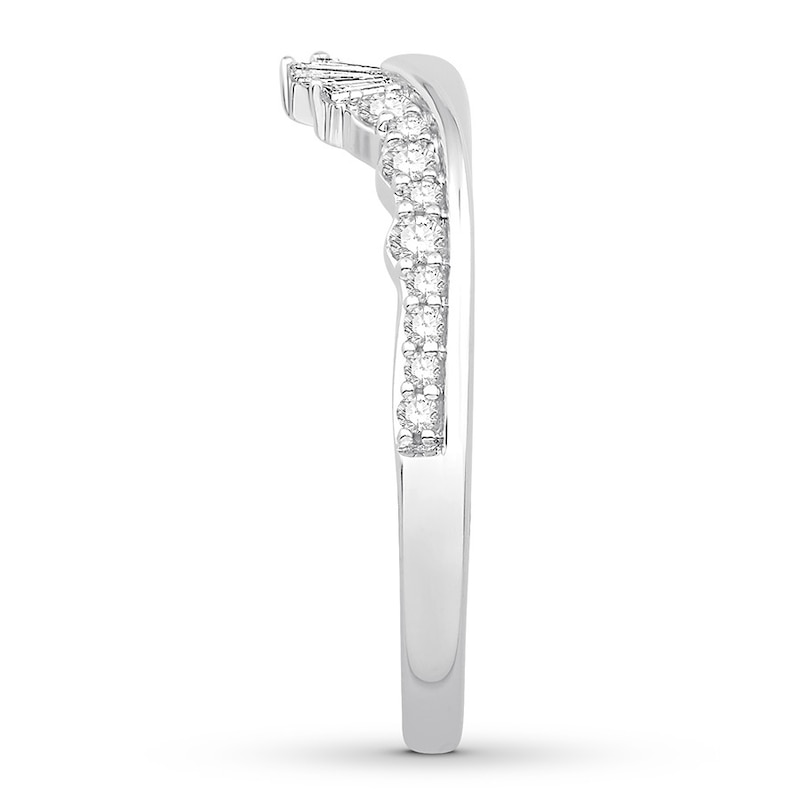 Main Image 3 of Previously Owned Diamond Enhancer Ring 1/4 ct tw Round & Baguette-cut 14K White Gold - Size 10.5
